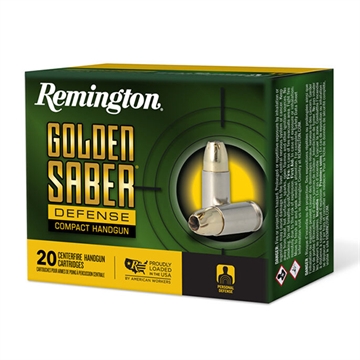 Picture of Remington Ammunition Golden Saber Defense 9mmLuger 124gr Brass Jacketed Hollow Point 20 Per Box/25 Case 27613
