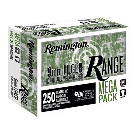 Picture of Remington Ammunition Range Mega Pack 9mmLuger 115gr Full Metal Jacket 250 Per Box/4 Case R23965