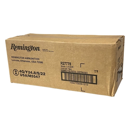 Picture of Remington Range Handgun Ammo 9mm Luger 115gr FMJ 1145 fps 1000/ct Case (20-50ct Boxes) R27778 CASE