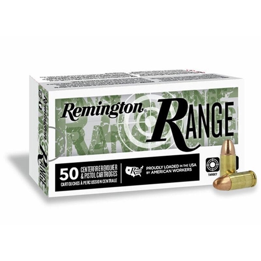 Picture of Remington Range Handgun Ammunition 9mm Luger 115gr FMJ 1145 fps 50/ct 28564