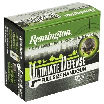 Picture of Remington Ultimate Defense Handgun Ammunition 9mm Luger 124 gr BJHP 1125 fps 20/ct 28935