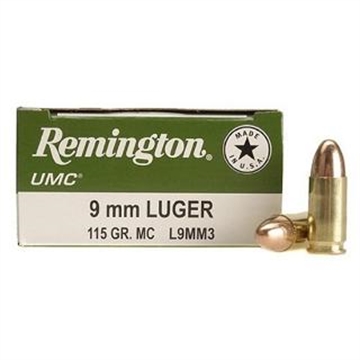 Picture of Remington Ammunition UMC 9mmLuger 115gr Full Metal Jacket 50 Per Box/10 Case 23728