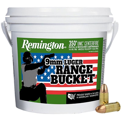 Picture of Remington UMC "Range Bucket" Ammunition 9mm Luger 115 gr MC 1145 fps 350/ct 23635