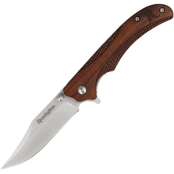 Picture of Remington Woodland Liner Lock Folding Knife Clip Point Blade Brown 15662