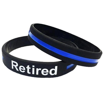 Picture of Thin Blue Line Retired - Thin Blue Line Silicone Bracelet TBL-RETIRED-9-BR