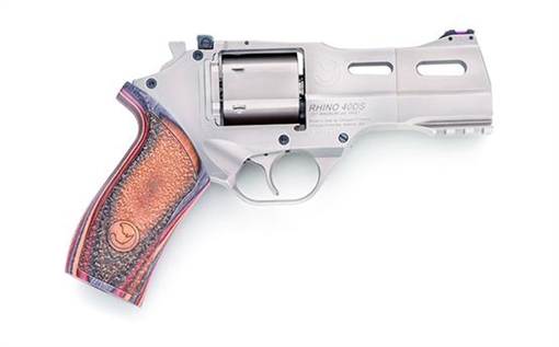 Picture of Chiappa Firearms 340222 Rhino 40DS Small Frame 357 Mag 6 Shot, 4" Nickel-Plated Steel Vent Rib Barrel & Cylinder, Nickel-Plated Aluminum Frame, Walnut Grip, Concealed Hammer 340222 340.222
