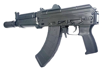 Picture of Riley Defense Krinkov, AK Pistol, Semi-automatic, 7.62X39, 8.5" Barrel, Matte Finish, Black, Polymer Pistol Grip, Adjustable Sights, Manual Safety, 30 Rounds, 1 Magazine, Includes Plugged and Pinned 4.5MM Side Folding Trunnion Without Stock RAK47-KRINK-WSF RAK102KRINKWSF