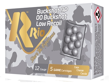 Picture of Rio Ammunition Royal Buck Low Recoil 12Gauge 2.75" 9Pellets 00Buck Shot 5 Per Box/50 Case RBLR129