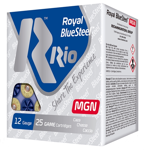 Picture of Rio Ammunition Royal BlueSteel Magnum 12Gauge 3" 1 1/4oz 4Shot 25 Per Box/10 Case RBSM364