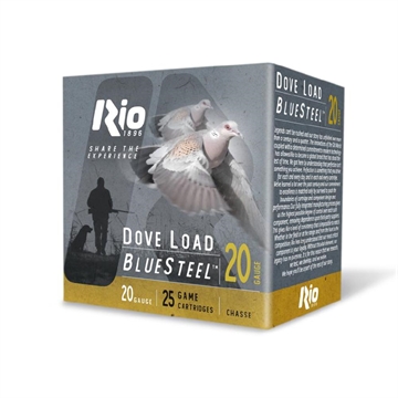 Picture of Rio Bluesteel Dove Load Shotshells 20ga 3" 1oz 1350fps #6 25/ct DLBSM206