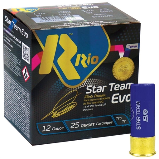 Picture of Rio Star Team EVO HV 12ga Target Load 2.75 inch Shotgun Shells - #7.5 | 1 oz. | 1315 fps | 25rd Box ST28HV75