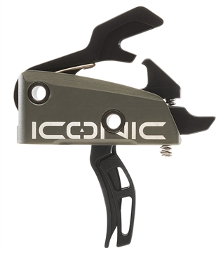 Picture of Rise Armament Iconic Two-Stage Curved Trigger with 2 lbs Draw Weight & Green Finish for AR-15, AR-10 T22GRN