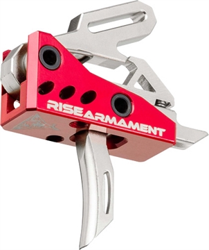 Picture of Rise Armament RA-535 High Performance Single-Stage Straight Trigger with 3.50 lbs Draw Weight & Silver/Red Hardcoat Anodized Finish for AR-Platform RA535APT
