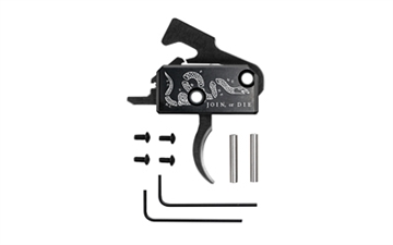 Picture of Rise Armament Super Sporting Trigger, Join or Die, Curved Trigger, Anodized Finish, Black, Includes Anti-Walk Pins RA-140-JOD