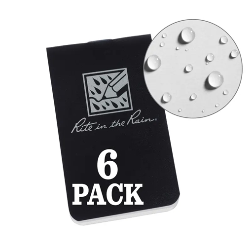 Picture of Rite in the Rain On-The-Go Notebook (Blank) - Black - 6 Pack OTG771L