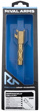 Picture of Rival Arms RA-RA20H101E Precision V1 Gold PVD Stainless Steel Spiral Fluted for Springfield Hellcat RARA20H101E