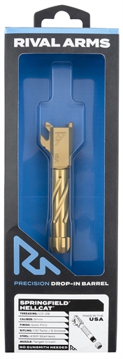 Picture of Rival Arms RA-RA20H101E Precision V1 Gold PVD Stainless Steel Spiral Fluted Threaded for Springfield Hellcat RARA20H102E