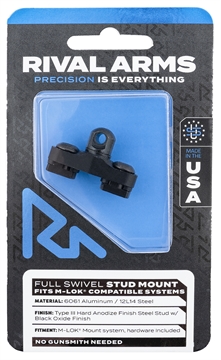 Picture of Rival Arms RA-RA92M1B Full Swivel Stud Mount Black 6061-T6 Aluminum with Black Anodized 12L14 Steel Stud for M-LOK Mount System RARA92M1B