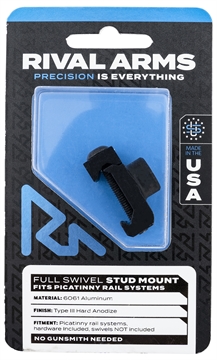 Picture of Rival Arms RA-RA92M2B Full Swivel Stud Mount Black Anodized 6061-T6 Aluminum compatible with Picatinny Rail (Swivel Not Included) RARA92M2B
