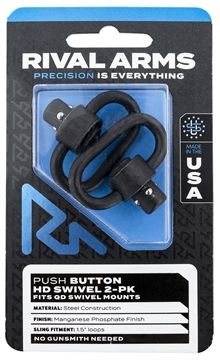Picture of Rival Arms RA-RA92S1A HD Swivel Set Black Manganese Phosphate Steel with 1.5" Loops & Push Button RARA92S1A