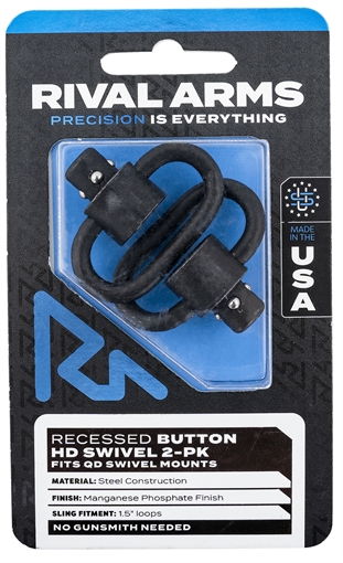 Picture of Rival Arms RA-RA92S2A HD Swivel Set Black Manganese Phosphate Steel with 1.5" Loops & Recessed Button RARA92S2A