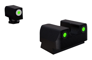Picture of Rival Arms Tritium 3 Dot Front/Rear Green Night Sight, Fits Glock 17/19, White Front Sight Ring, Black Nitride Quench-Polish-Quench (QPQ) Finish RA-RA1B231G