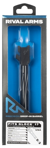 Picture of Rival Arms Precision V1 Drop-In Barrel 9mm Luger 4.49" Black PVD Finish 416R Stainless Steel Material with Threading for Glock 17 Gen5 RA20G104A