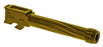 Picture of Rival Arms Precision V1 Drop-In Barrel 9mm Luger 4.02" Gold PVD Finish 416R Stainless Steel Material with Threading for Glock 19 Gen5 RA20G204E