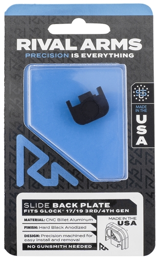 Picture of Rival Arms Slide Back Cover Plate Double Stack Black Anodized Aluminum for Glock 17/19 Gen3-4 RA43G001A
