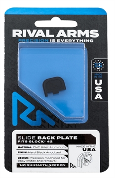 Picture of Rival Arms Slide Back Cover Plate Single Stack Black Anodized Aluminum for Glock 42 RA43G003A