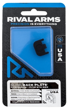 Picture of Rival Arms Slide Back Cover Plate Double Stack Black Anodized Aluminum for Glock 17/19 Gen5 RA43G004A
