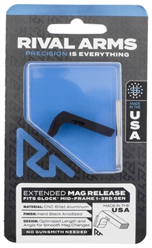 Picture of Rival Arms Magazine Release Compatible w/Glock Gen3 (Except 21SF) Extended, Black Anodized Aluminum RA72G001A