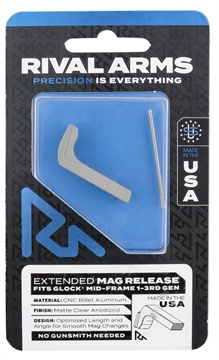 Picture of Rival Arms Magazine Release Compatible w/Glock Gen3 (Except 21SF) Extended, Silver Aluminum RA72G001D