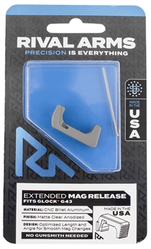 Picture of Rival Arms Magazine Release Extended Silver Aluminum for Glock 43 RA72G003D