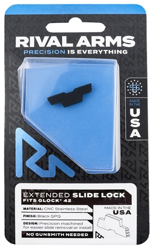 Picture of Rival Arms Slide Lock Extended Glock 42 Black QPQ Stainless Steel RARA80G004A