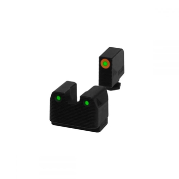 Picture of Rival Arms Tritium 3 Dot Front/Rear Green Night Sight, Fits Glock MOS 17/19, Orange Front Sight Ring, Black Nitride Quench-Polish-Quench (QPQ) Finish RA-RA3A231G