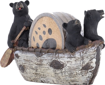 Picture of RIVER'S EDGE GIFTS BEARS IN A BOAT COASTER SET 4-PIECE 2040