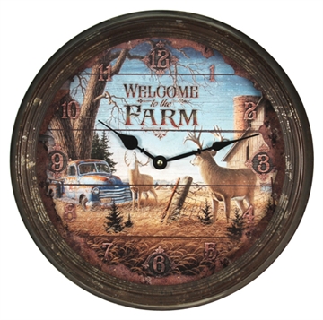 Picture of RIVER'S EDGE GIFTS DEER NOSTALGIC METAL CLOCK 15" 1034