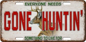 Picture of RIVER'S EDGE GIFTS LICENSE PLATE "GONE HUNTIN'" 2695