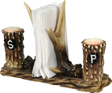Picture of RIVERS EDGE RESIN ANTLER SALT & PEPPER SHAKERS NAPKIN HOLDER 520