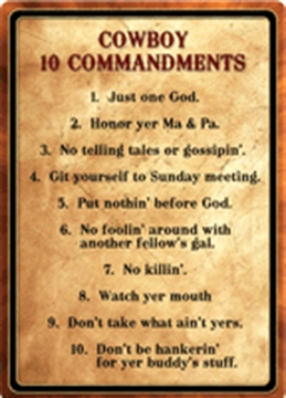 Picture of RIVER'S EDGE GIFTS SIGN 12"x17" "COWBOY 10 COMMANDMENTS" 1529