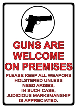 Picture of RIVER'S EDGE GIFTS SIGN 12"x17" "GUNS ARE WELCOME" 1499Z