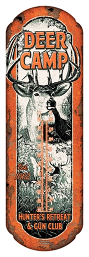 Picture of RIVER'S EDGE GIFTS THERMOMETER DEER CAMP TIN 1294