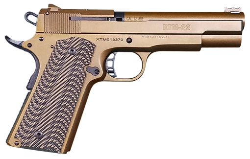 Picture of Rock Island XT Magnum 22 WMR 14+1 5" Barrel, Exclusive Burnt Bronze Cerakote Finish, Serrated Slide, Cross Hatched Brown G10 Grip, Grip Safety 56792