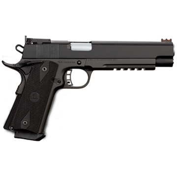 Picture of Rock Island Pro Ultra Match 10mm Auto Caliber with 6" Barrel, 8+1 Capacity, Overall Black Parkerized Finish Steel, Picatinny Rail/Beavertail Frame, Serrated Slide & Black Rubber Grip 52008