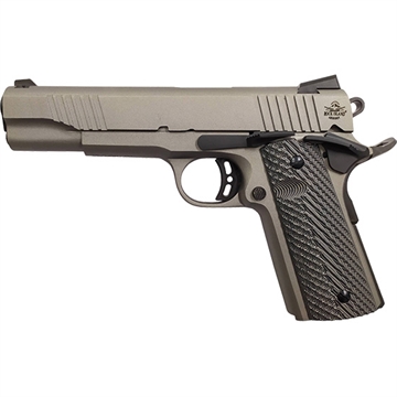 Picture of Rock Island Rock Standard FS *CA Compliant 45 ACP Caliber with 5" Barrel, 8+1 Capacity, Overall Gun Metal Gray Cerakote Finish Steel, Beavertail Frame, Serrated Slide & Black G10 Grip 56419