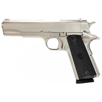 Picture of Rock Island Rock Standard FS 45 ACP 8+1 5" Barrel, Overall Matte Nickel Finish Steel, Beavertail Frame, Serrated Slide & Black Rubber Grip 51448
