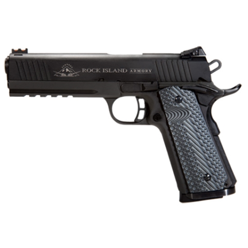 Picture of Rock Island Tac Ultra FS 10mm Auto Caliber with 5" Barrel, 8+1 Capacity, Overall Black Parkerized Finish Steel, Picatinny Rail/Beavertail Frame, Serrated Black Slide & Black/Gray G10 Grip 51914