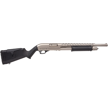 Picture of Rock Island All Generations 12 Gauge Pump 3" 5+1 18.50" with Heat Shield, Nickel Barrel/Rec, Black Synthetic Furniture, Adj. Comb Stock AGM5