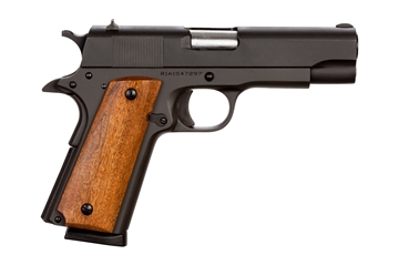 Picture of Armscor GI Standard MS, 1911, Semi-automatic, Metal Frame Pistol, Commander Size, 45ACP, 4.2" Barrel, Steel, Parkerized Finish, Black, Wood Grips, Fixed Sights, 8 Rounds, 1 Magazine 51417